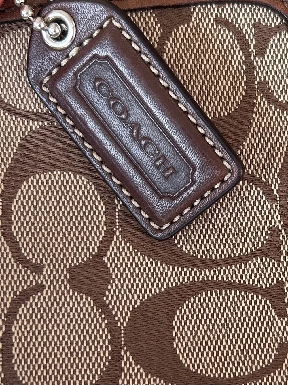 Coach Chelsea Signature Brown “C” Flap Bag Braided Handle Turn lock Y2K Vintage